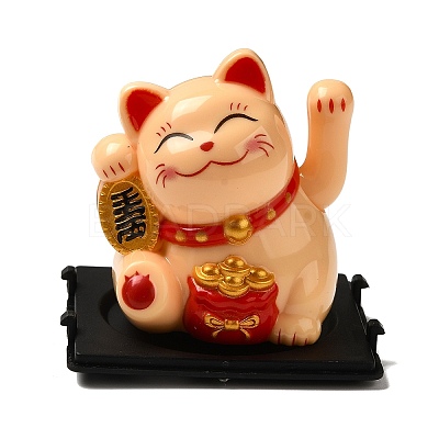 Plastic Solar Powered Japanese Lucky Cat Figurines DJEW-K023-01B-1
