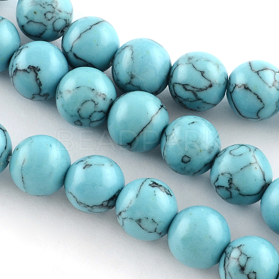 Synthetical Turquoise Gemstone Round Bead Strands TURQ-R035-8mm-03-1