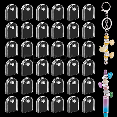 100Pcs Transparent Acrylic DIY Semicircle Shape Charms for Pen OACR-GA0001-29-1