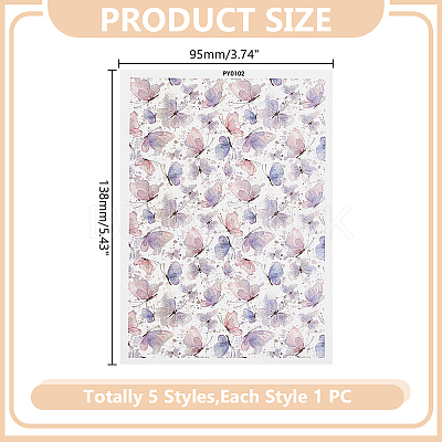 5Pcs 5 Colors Polymer Clay Earrings Water Transfer Paper DIY-HY0003-22B-1