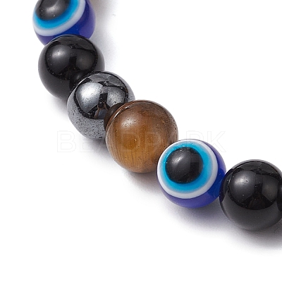 Round Gemstone Beaded Stretch Bracelets BJEW-JB11005-04-1
