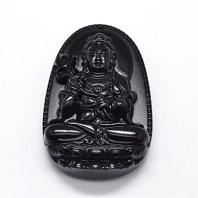 Natural Obsidian Carven Pendants G-A169-026A-1
