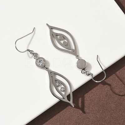 304 Stainless Steel Leaf Dangle Earrings EJEW-Z129-13P-1