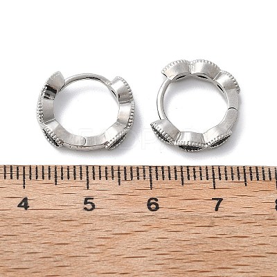 Brass Micro Pave Cubic Zirconia Huggie Hoop Earrings EJEW-K083-34P-A-1
