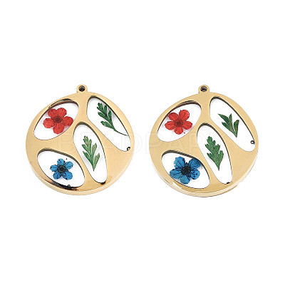 304 Stainless Steel Epoxy Resin Pendants STAS-T072-22-1