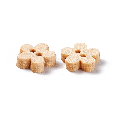 Natural 2-hole Basic Sewing Button in 5-petaled Flower Shape NNA0Z6C-1