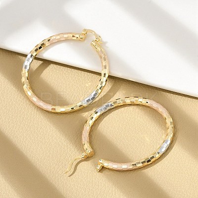 Brass Two Tone Hoop Earrings EJEW-B117-06E-M-1