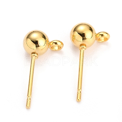 304 Stainless Steel Ball Post Stud Earring Findings X-STAS-Z035-01G-B-1