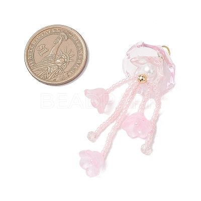 Glass Seed Beaded Jellyfish Big Pendants X-PALLOY-MZ01166-03-1