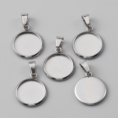 10Pcs 304 Stainless Steel Pendant Cabochon Settings STAS-WH0029-97B-P-1