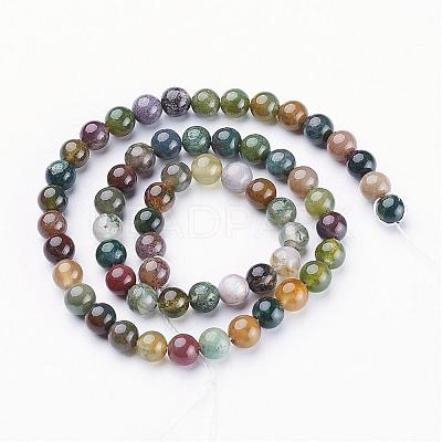 Natural Indian Agate Beads Strands GSR6mmC002-1