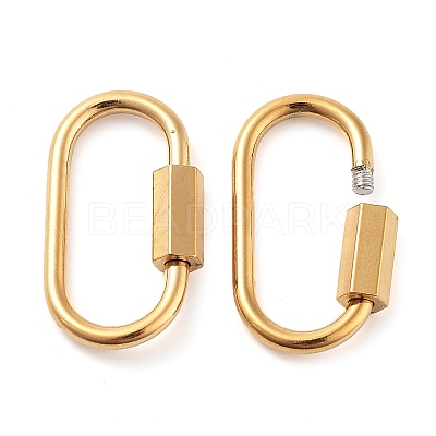 PVD Vacuum Plating 304 Stainless Steel Screw Carabiner Lock Charms X-STAS-H107-04C-G-1