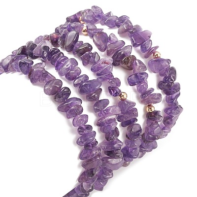 5Pcs 5 Style Natural Amethyst Chips Stretch Bracelets Set BJEW-JB09551-01-1