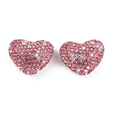 Heart Shaped Polymer Clay Rhinestone Beads CLAY-NH0002-01A-1