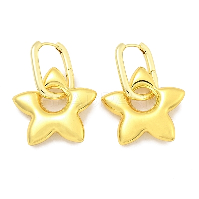 Star Brass Hoop Earrings for Women EJEW-U057-06C-01G-1