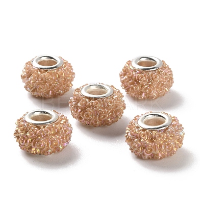 AB Color Resin Rose Flower European Beads RESI-M001-05B-1