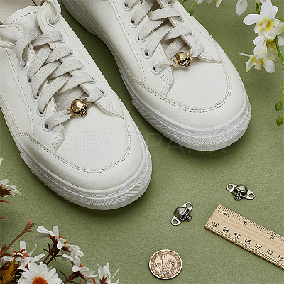 2Pairs 2 Colors Detachable Brass Shoe Decoration AJEW-FG0007-77-1