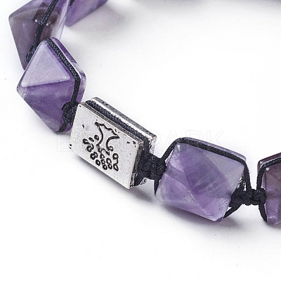Natural Amethyst Braided Bead Bracelets BJEW-I273-J01-1