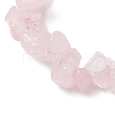 Natural Rose Quartz Chip Beaded Stretch Bracelets BJEW-JB11133-05-1