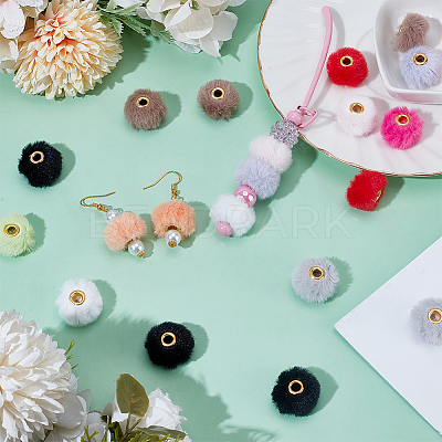 96Pcs 12 Colors Velvet Imitation Rabbit Fur European Beads FIND-SC0013-79-1