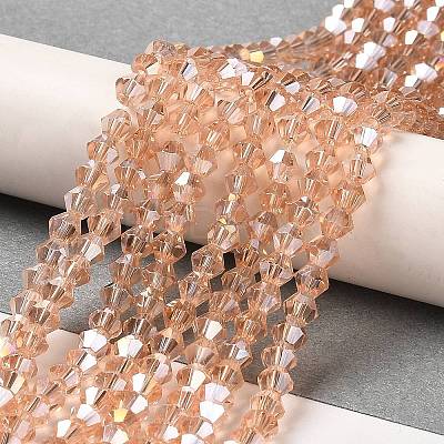 Transparent Electroplate Glass Beads Strands GLAA-F029-4mm-A12-1