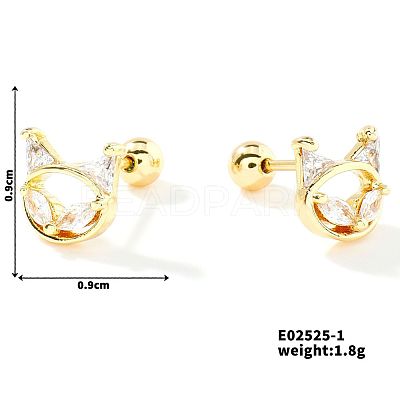 Delicate Cartoon Daily Commute Brass Pave Clear Cubic Zirconia Cartilage Earrings HK9151-4-1