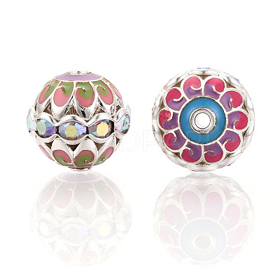 Brass Enamel Beads KK-Q080-01D-P-1