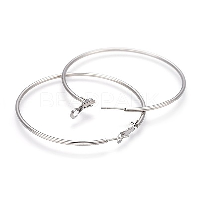 Non-Tarnish 201 Stainless Steel Hoop Earrings X-EJEW-F188-24P-D-1