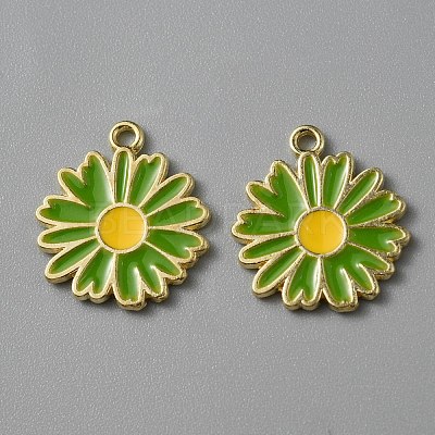 Light Gold Plated Alloy Enamel Pendants ENAM-WH0001-36LG-05-1