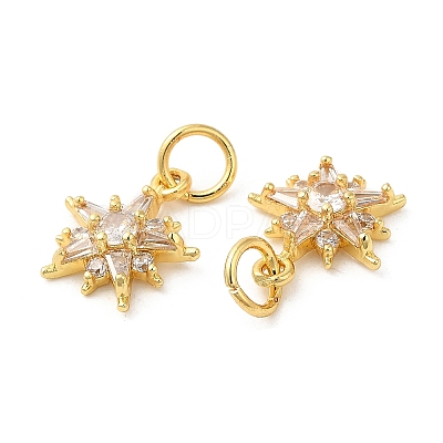 Rack Plating Brass Micro Pave Clear Cubic Zirconia Charms KK-Z026-06G-1