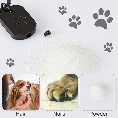 Rectangle with Paw Print 304 Stainless Steel Pet Memorial Urn Ashes Keychains STAS-WH0029-80EB-1