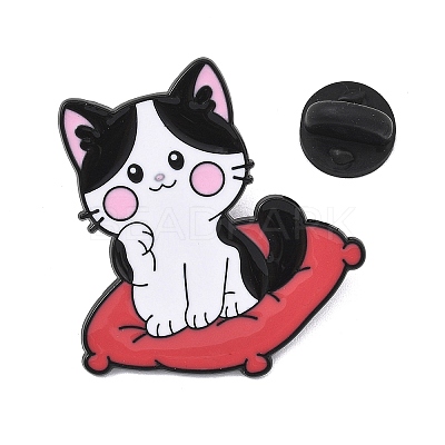 Cat Sitting in Cushion Enamel Brooches AL-I001-06EB-03-1