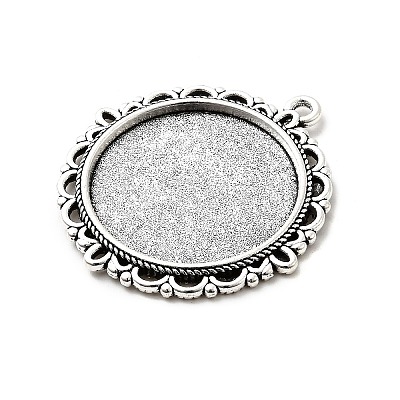 Tibetan Style Alloy Pendant Cabochon Settings TIBE-T003-06AS-RS-1