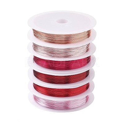 6 Rolls 6 Colors Round Copper Wire Set for Jewelry Making CWIR-NH0001-03B-0.4mm-1