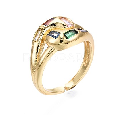Brass Micro Pave Cubic Zirconia Cuff Rings RJEW-S045-073-NR-1