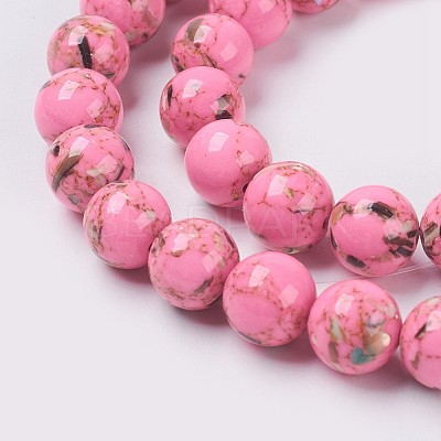 Sea Shell and Synthetic Turquoise Assembled Beads Strands G-G758-01-8mm-1