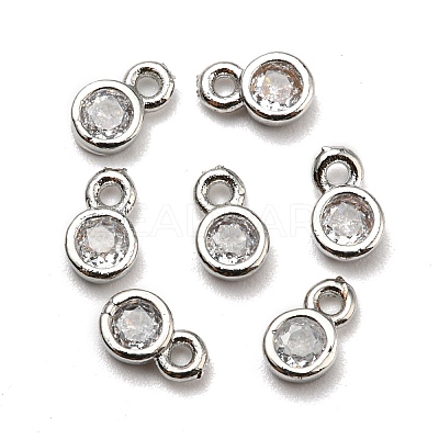 Brass Cubic Zirconia Charms ZIRC-P068-01P-1