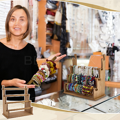 4-Tier Wood Bracelet Organizer Display Stands BDIS-WH0010-16B-1