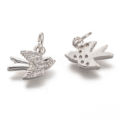 Brass Micro Pave Clear Cubic Zirconia Charms ZIRC-C020-48P-1