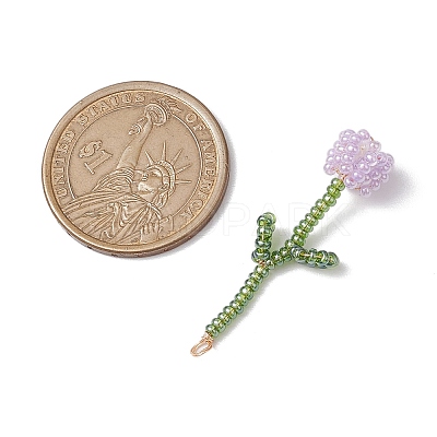 4Pcs 4 Colors Seed Beads Beaded Charms PALLOY-JF02850-1