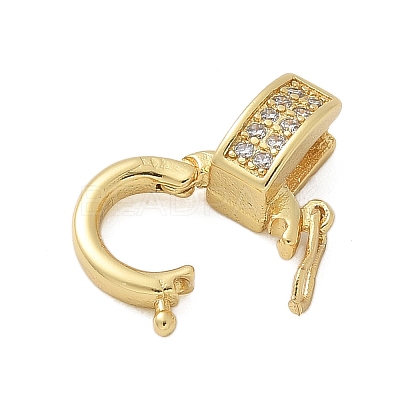 Brass Micro Pave Clear Cubic Zirconia Twister Clasps KK-P293-02B-G-1