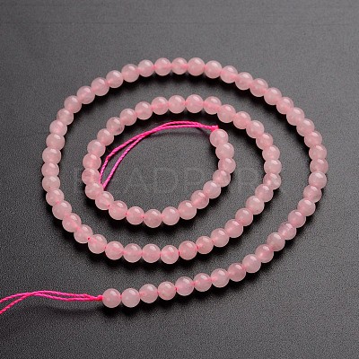 Round Natural Rose Quartz Gemstone Bead Strands G-J333-02-4mm-1