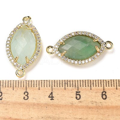 Natural Green Fluorite Faceted Horse Eye Connector Charms G-G181-07G-06-1