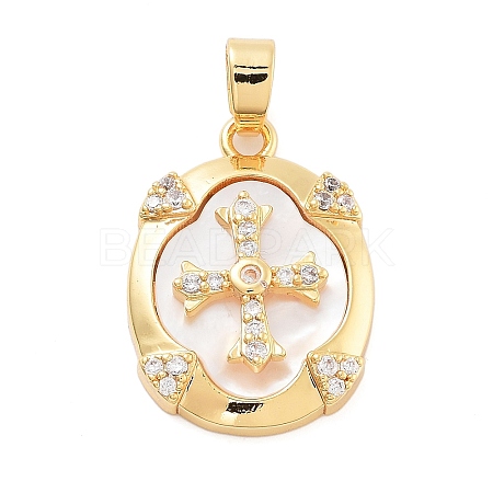 Rack Plating Brass Clear Cubic Zirconia Charms KK-L217-003G-1