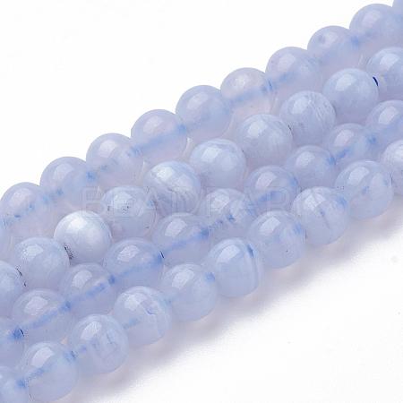 Natural Blue Chalcedony Bead Strands X-G-R193-02-4mm-1