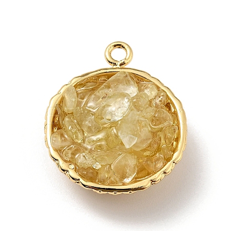 Natural Citrine Chip Pendants KK-C242-05G-18-1