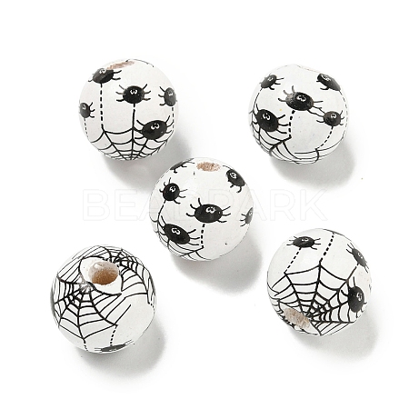 Printed Wood European Beads WOOD-G022-08A-11-1