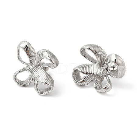 304 Stainless Steel Hollow Flower Stud Earrings for Women EJEW-K244-27P-1