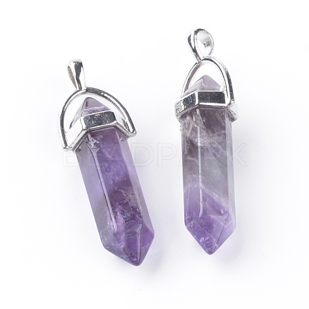 Natural Amethyst Double Terminated Pointed Pendants X-G-S240-10-1