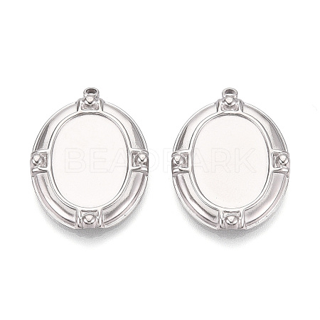 304 Stainless Steel Pendant Cabochon Settings STAS-T067-17P-1